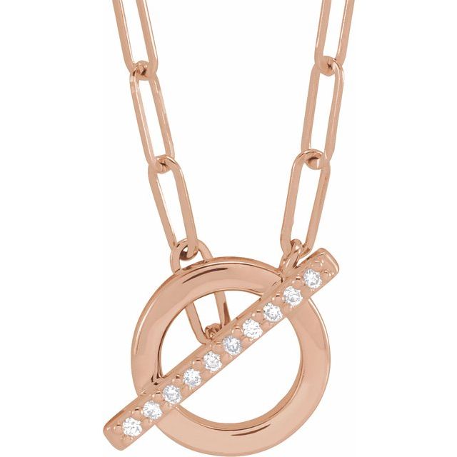 14K Rose .04 CTW Diamond 16" Toggle Styled Necklace