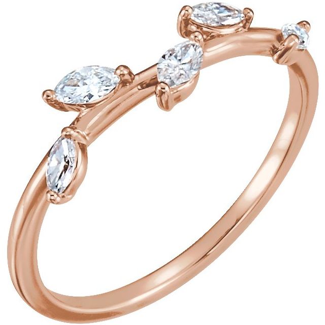 14K Rose 1/4 CTW Diamond Leaf Ring