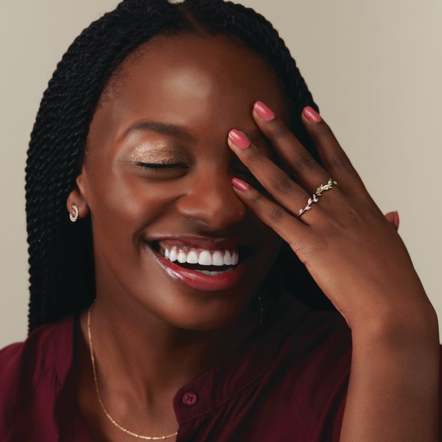 14K Rose 1/4 CTW Diamond Leaf Ring