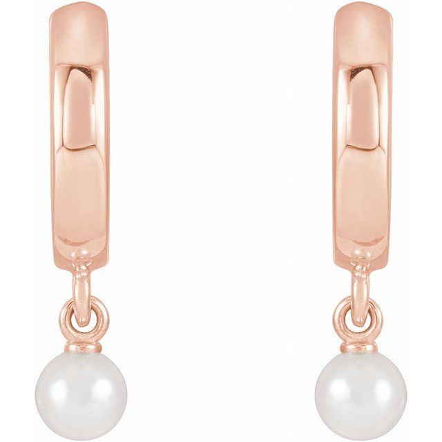 Rose Cultured Seed Pearl Hoop Earrings