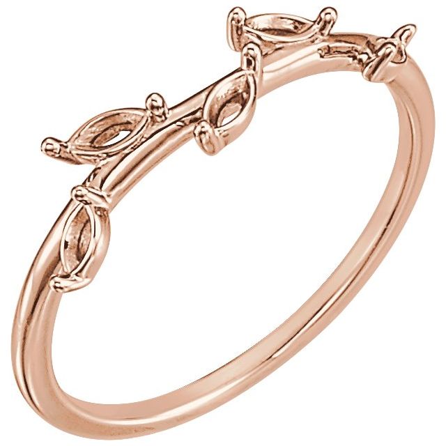 14K Rose 1/4 CTW Diamond Leaf Ring