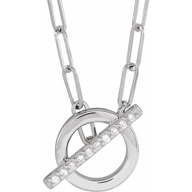 14K White .04 CTW Diamond 16" Toggle Styled Necklace