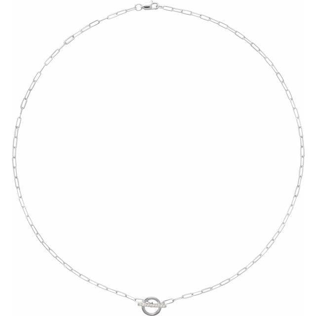 14K White .04 CTW Diamond 16" Toggle Styled Necklace