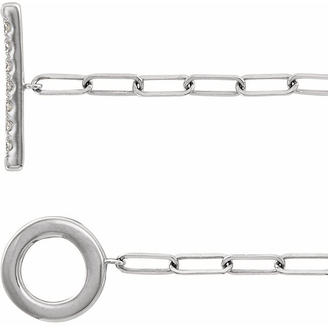 14K White 1/10 CTW Natural Diamond Toggle 7" Bracelet