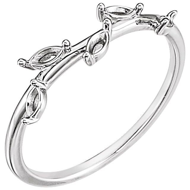 14K Rose 1/4 CTW Diamond Leaf Ring