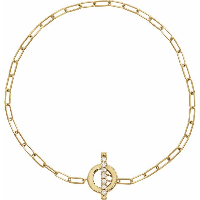 14K Yellow 1/10 CTW Natural Diamond Toggle 7" Bracelet