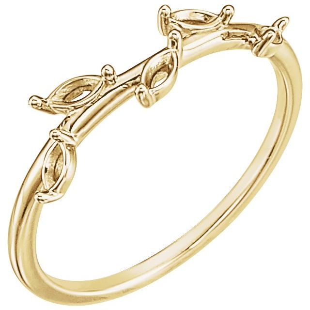 14K Rose 1/4 CTW Diamond Leaf Ring