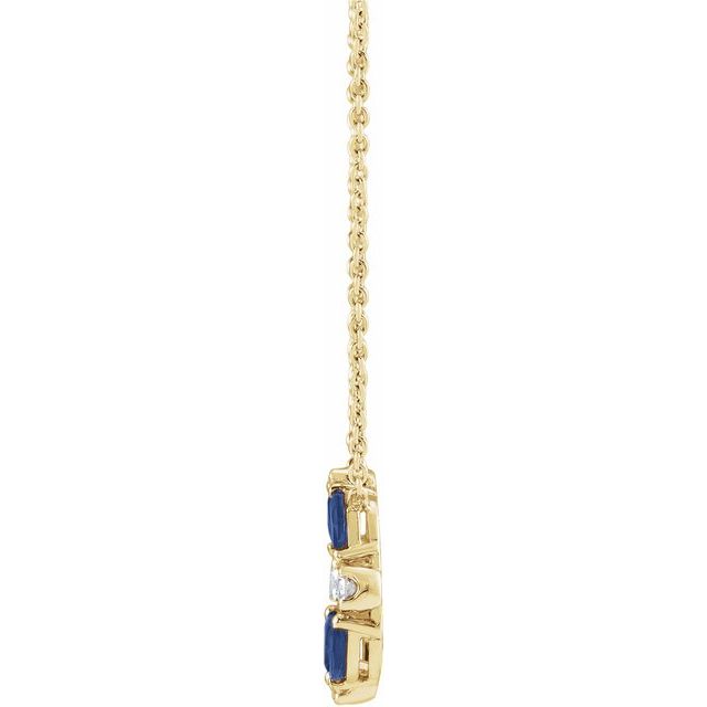 14K Yellow Natural Blue Sapphire & 1/10 CTW Natural Diamond Circle 18" Necklace