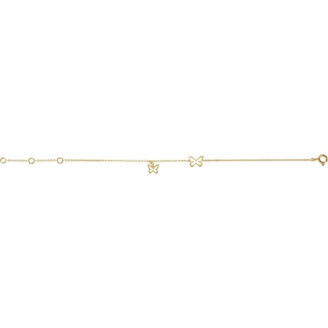 14K Yellow Butterfly Adjustable 5-7" Bracelet