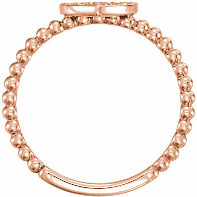 14K Rose 1/8 CTW Diamond Heart Bead Ring