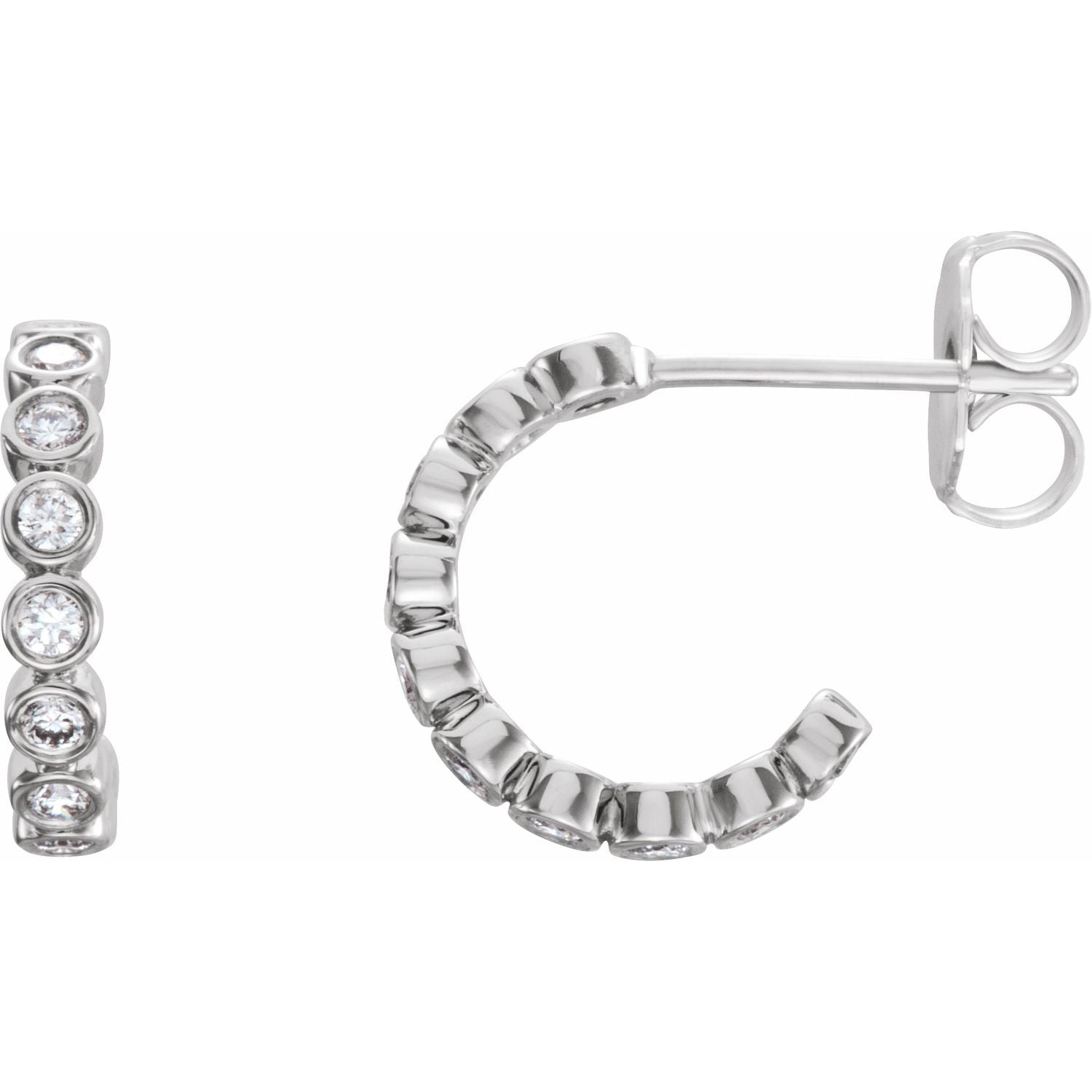 Bezel Set Diamond Huggies