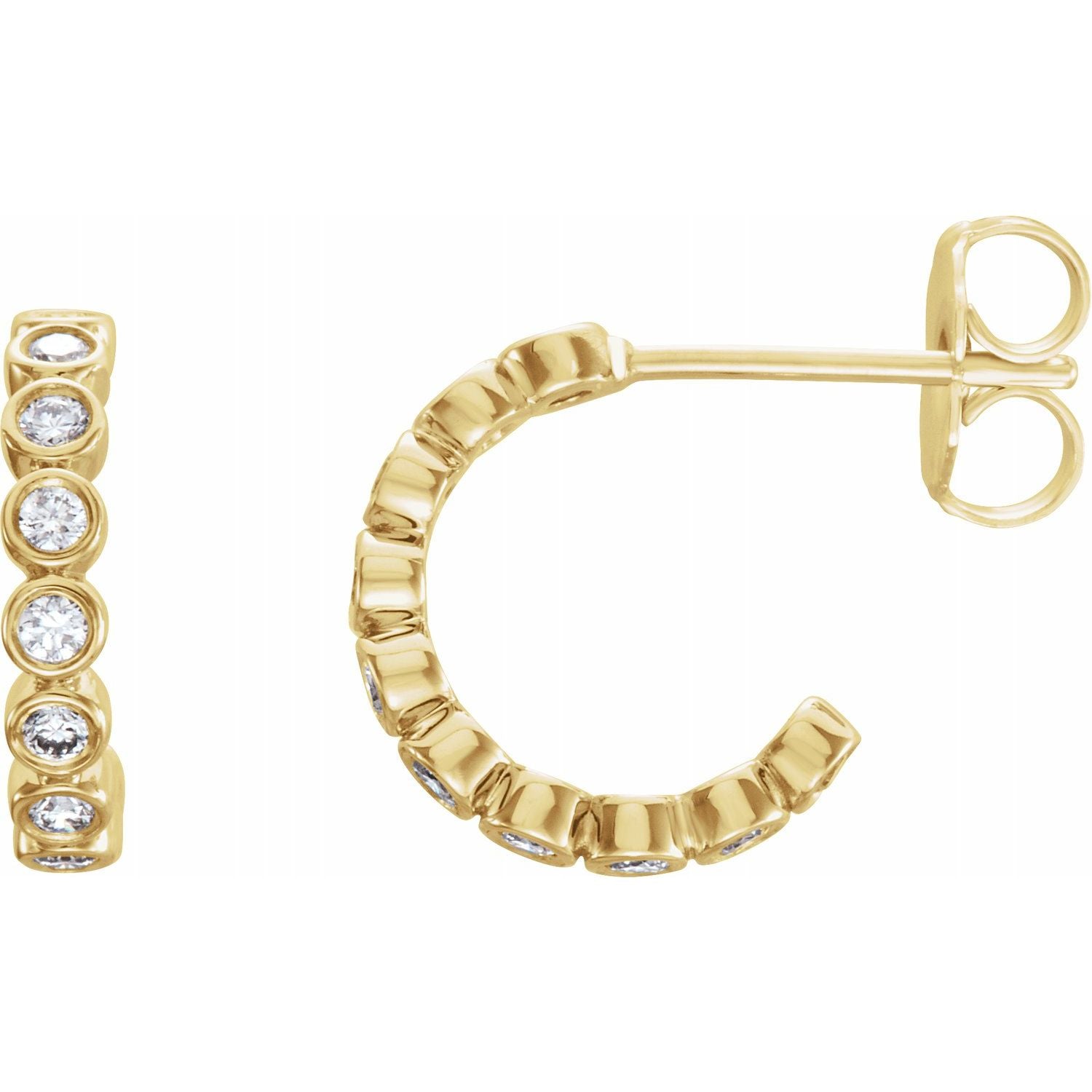 Bezel Set Diamond Huggies