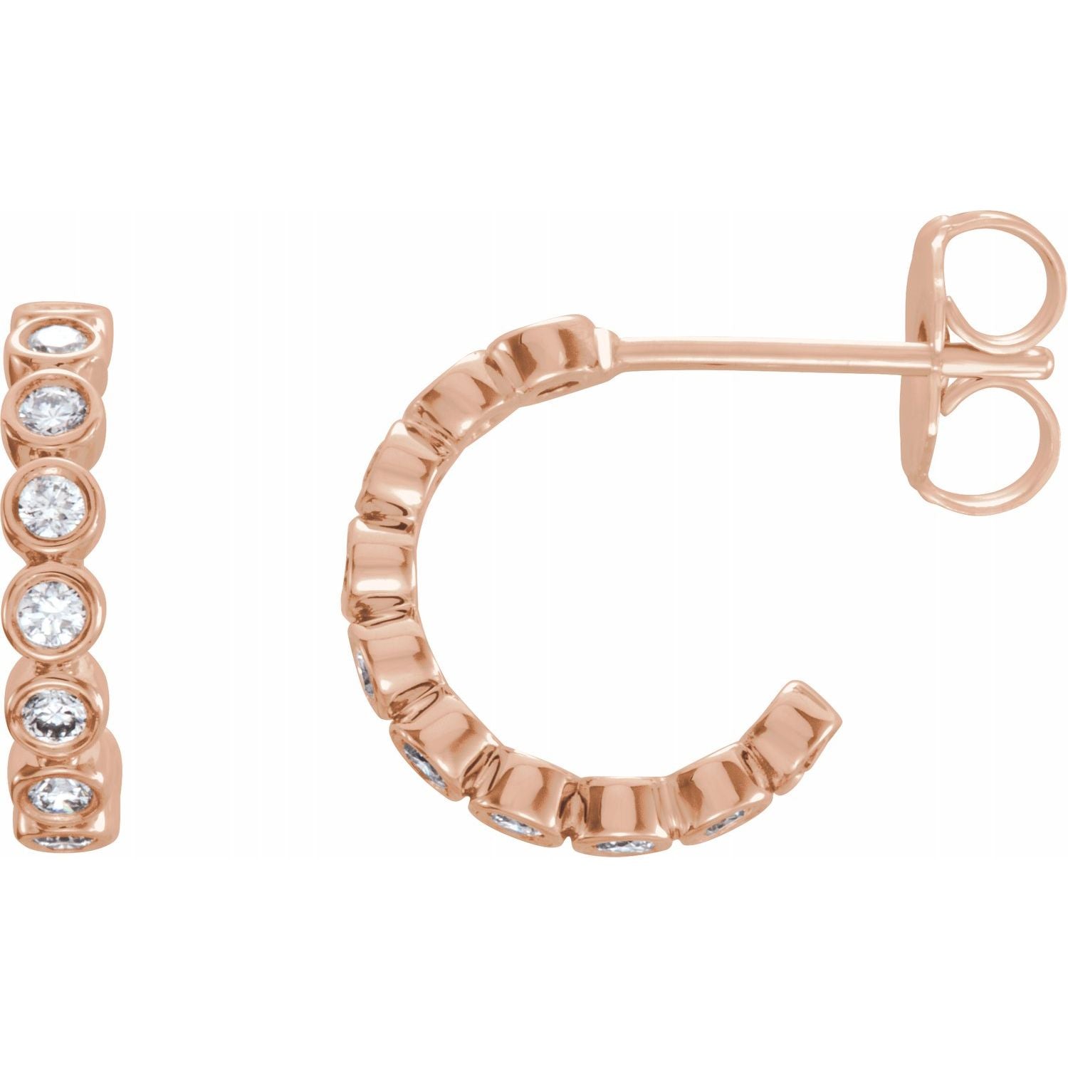 Bezel Set Diamond Huggies