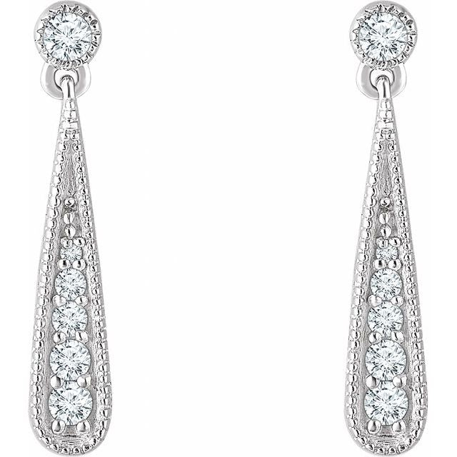 14K White 1/6 CTW Natural Diamond Teardrop Earrings