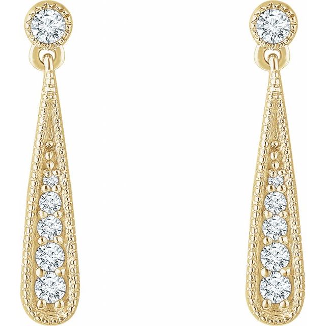 14K Yellow 1/6 CTW Natural Diamond Teardrop Earrings