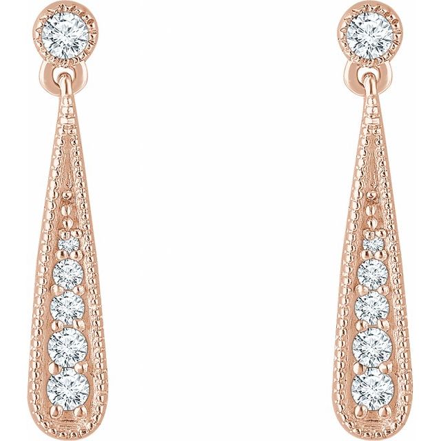 14K Rose 1/6 CTW Natural Diamond Teardrop Earrings