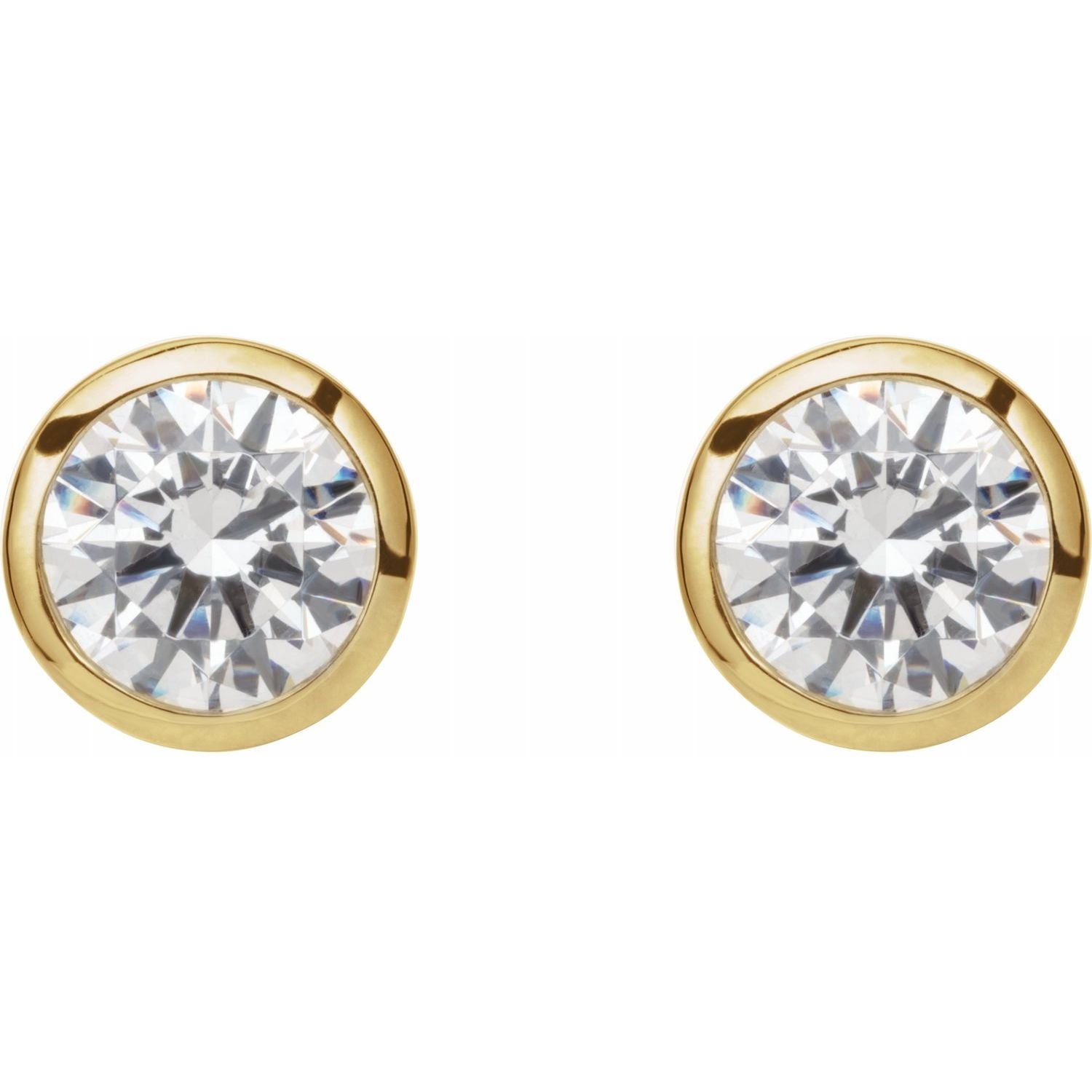 Diamond Tapered Bezel-Set Stud Earrings