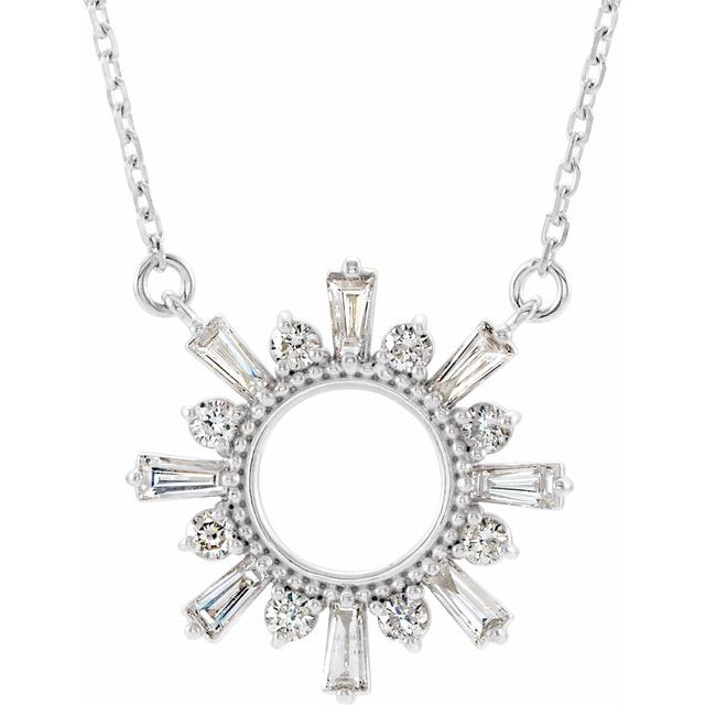 14K White 3/8 CTW Natural Diamond Circle 18" Necklace