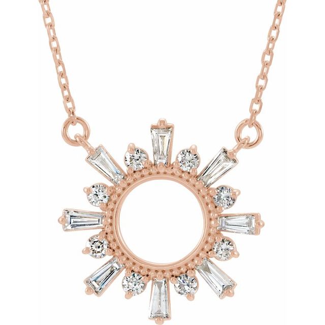 14K Rose 3/8 CTW Natural Diamond Circle 18" Necklace