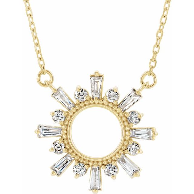 14K Yellow 3/8 CTW Natural Diamond Circle 18" Necklace