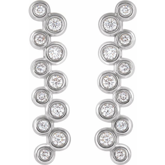 14K White 1/3 CTW Natural Diamond Bezel-Set Bar Earrings