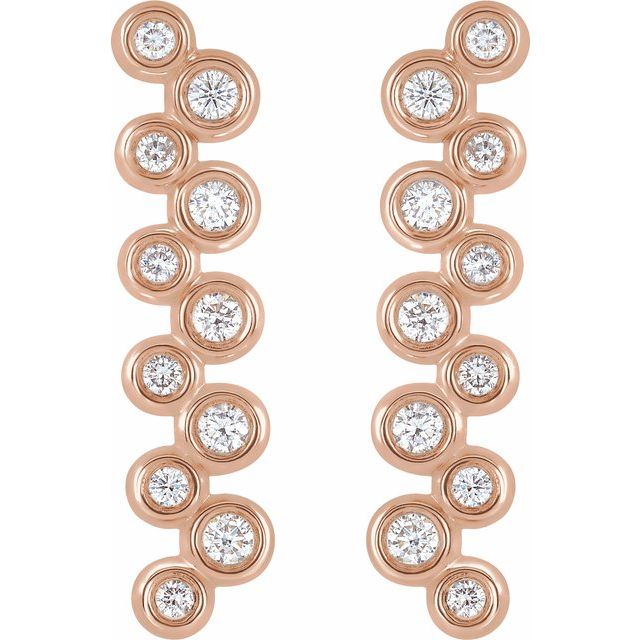 14K Rose 1/3 CTW Natural Diamond Bezel-Set Bar Earrings