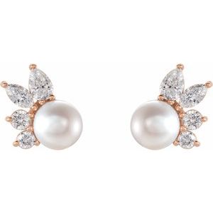 Pearl and Diamond Studs