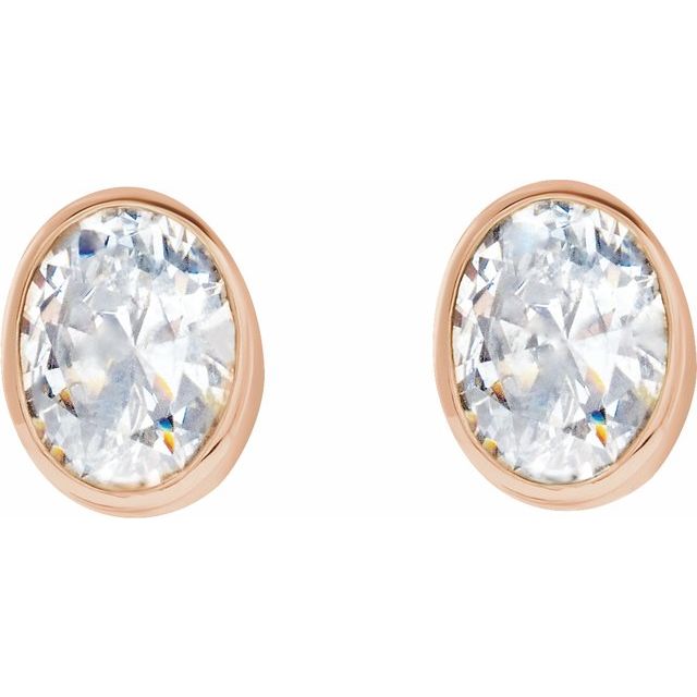 Oval Diamond Bezel-Set Stud Earrings