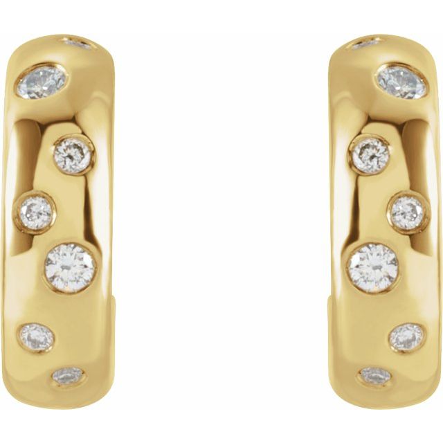 14K Yellow 1/10 CTW Natural Diamond Huggie Earrings