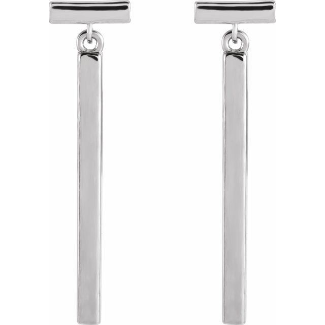 14K White Articulated Bar Earrings