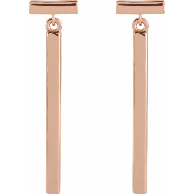 14K Rose Articulated Bar Earrings