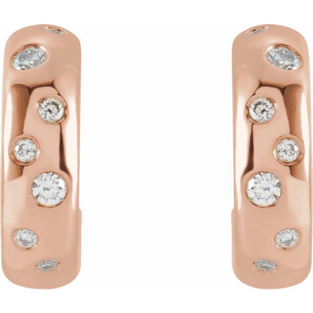 14K Rose 1/10 CTW Natural Diamond Huggie Earrings