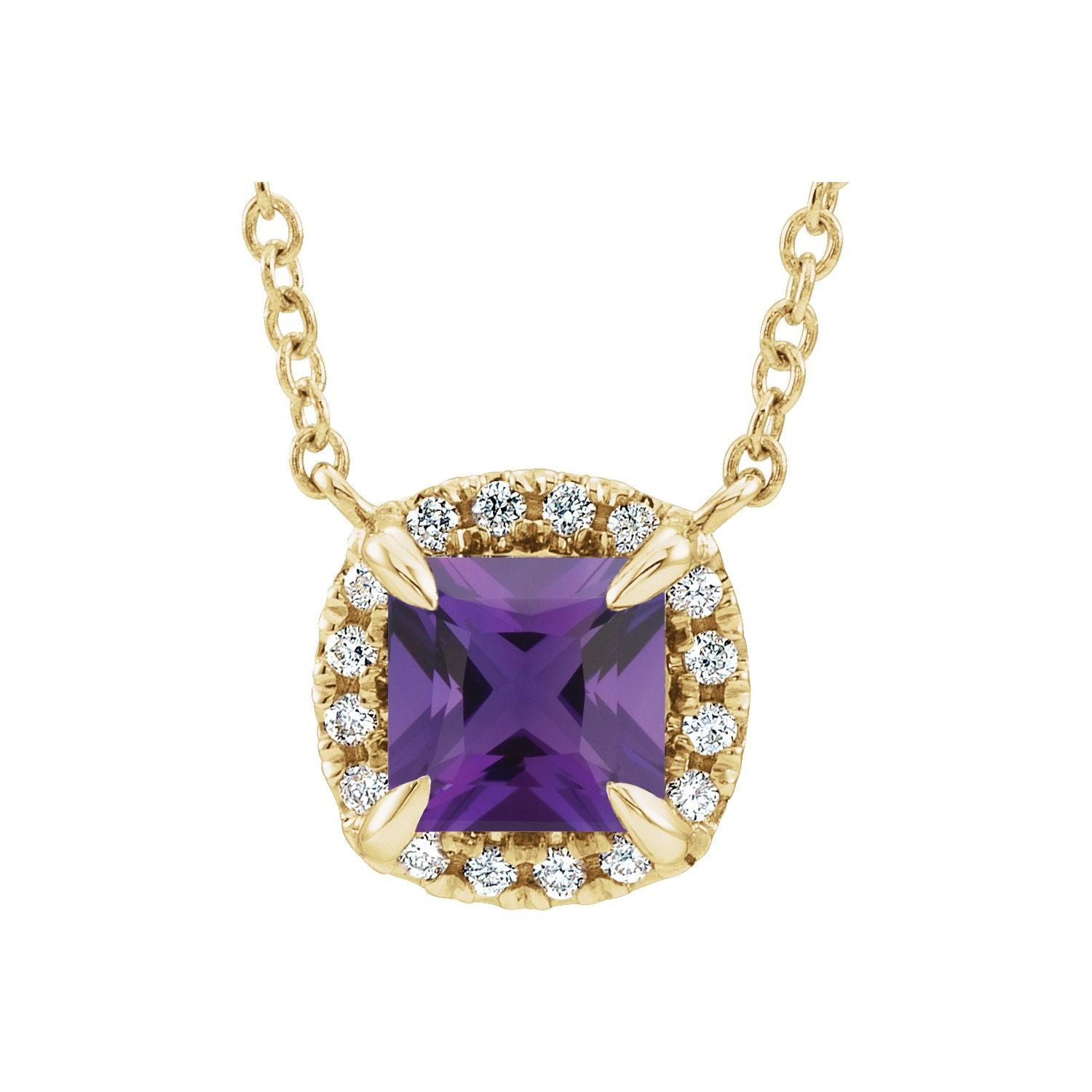 Princess Cut Gemstone Halo-Style Necklace
