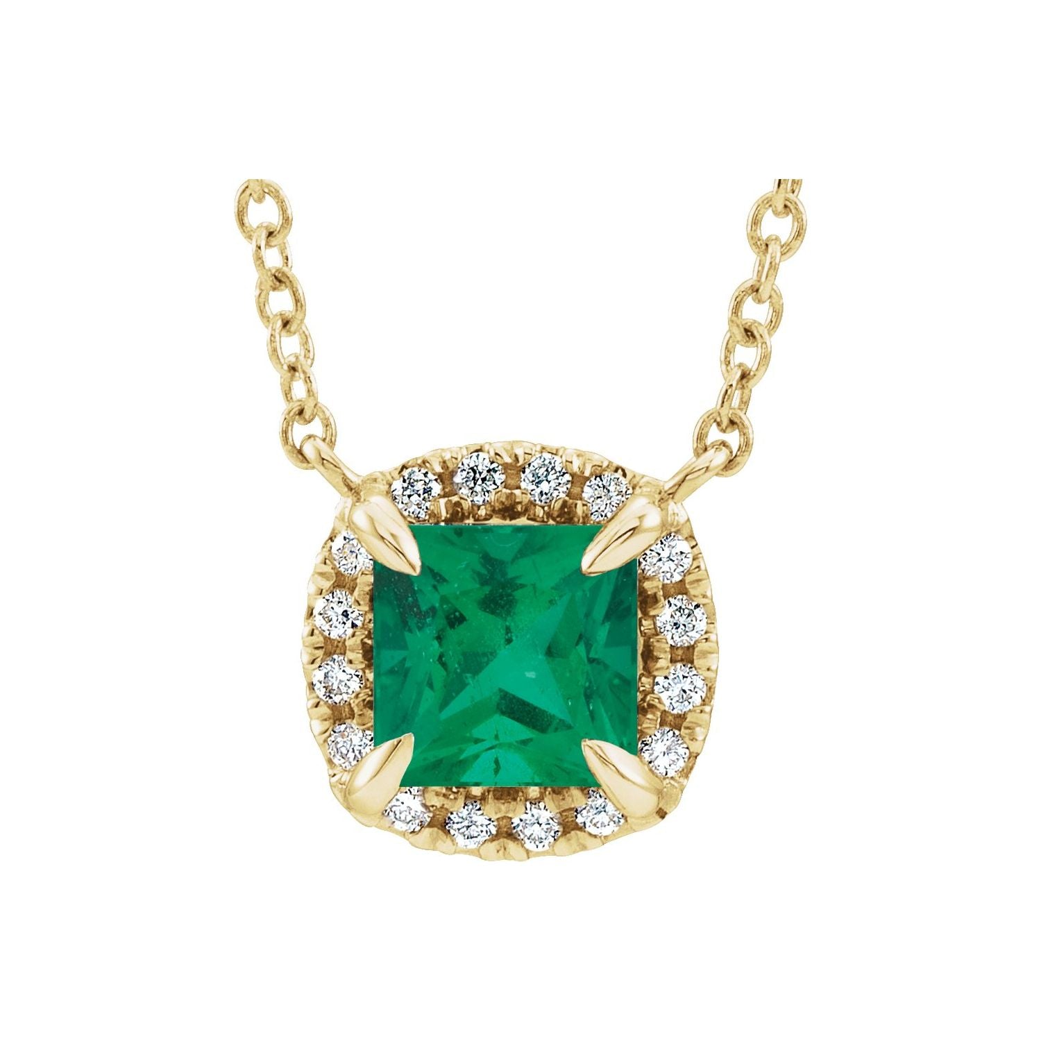 Princess Cut Gemstone Halo-Style Necklace