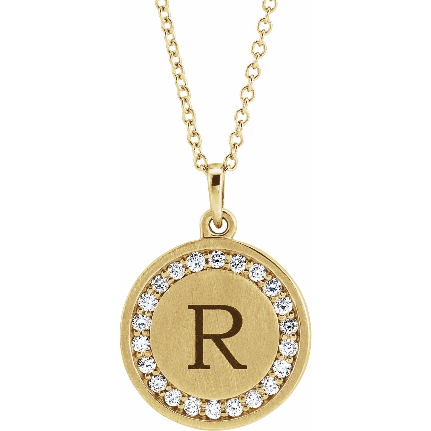 Engravable Diamond Disc Necklace