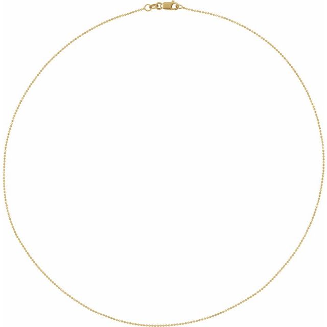 14K Yellow 1 mm Diamond-Cut Bead 18" Chain