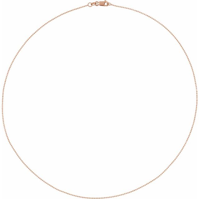14K Rose 1 mm Diamond-Cut Bead 18" Chain