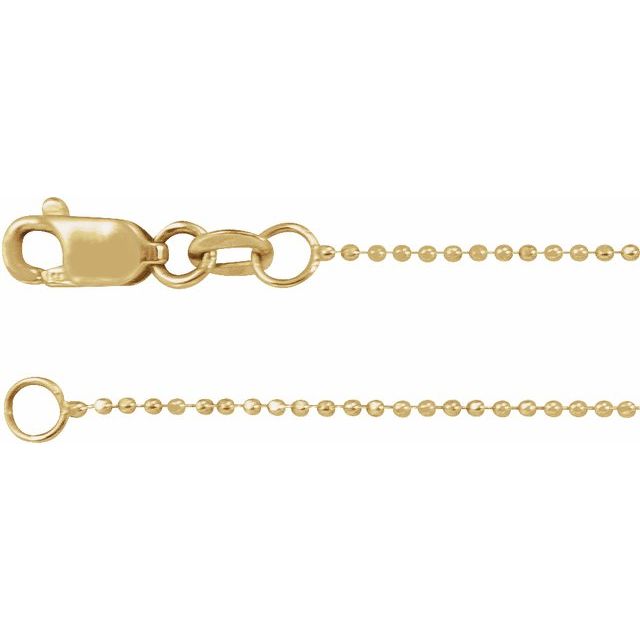 14K Yellow 1 mm Diamond-Cut Bead 18" Chain