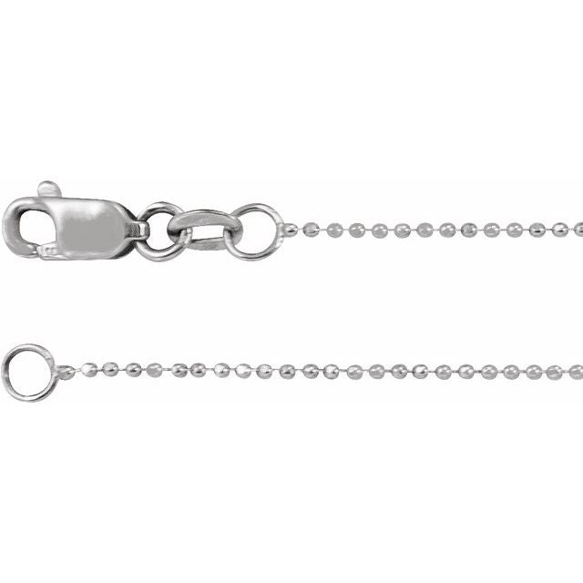 14K White 1 mm Diamond-Cut Bead 18" Chain