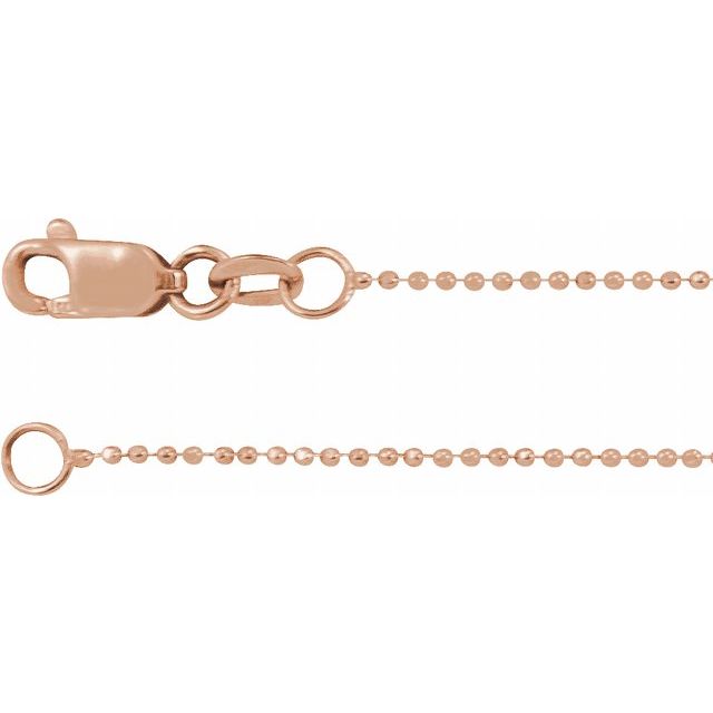 14K Rose 1 mm Diamond-Cut Bead 18" Chain