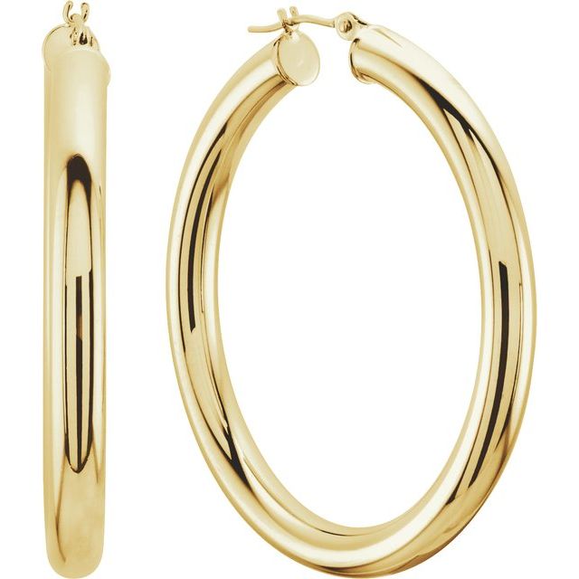 14K Gold Tube Hoop Earrings