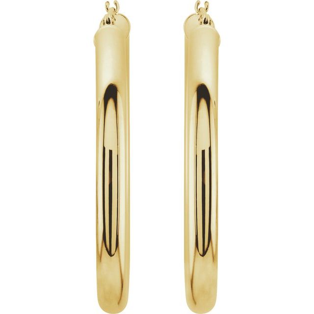 14K Gold Tube Hoop Earrings