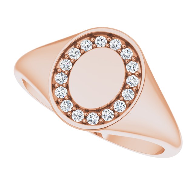 Engravable Diamond Signet Ring