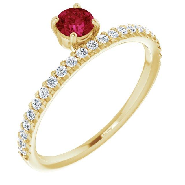 Gemstone and Diamond Asymmetrical Ring