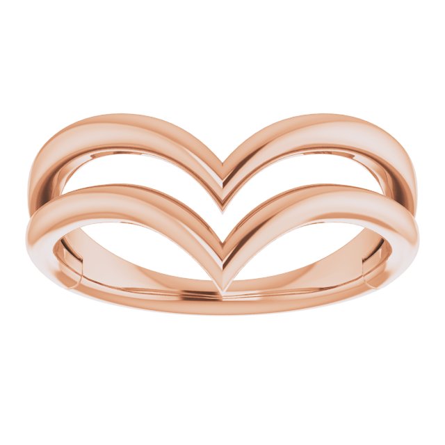 14K Rose Double V Ring