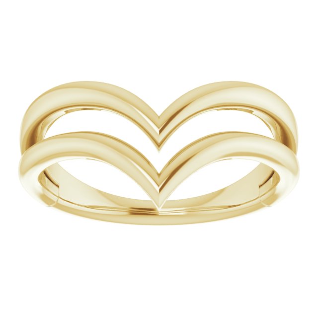 14K Yellow Double V Ring
