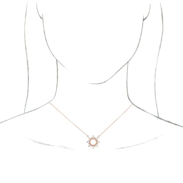14K Rose 3/8 CTW Natural Diamond Circle 18" Necklace