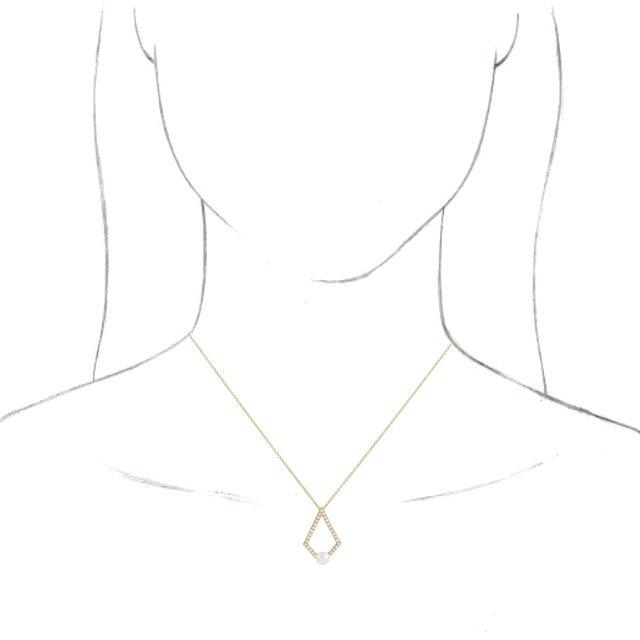 Geometric Pearl and Diamond Necklace