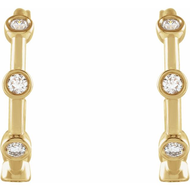 14K Yellow 1/3 CTW Natural Diamond Bezel-Set Hoop Earrings