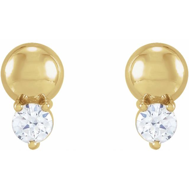 14K Yellow 1/8 CTW Natural Diamond Bead Earrings